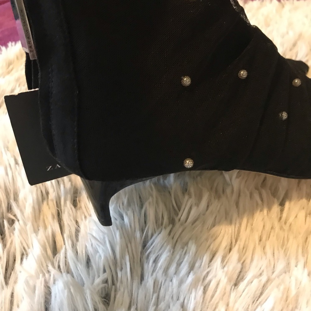 Zara Embellished Tulle & Pearl ankle Booties - Picture 6 of 8